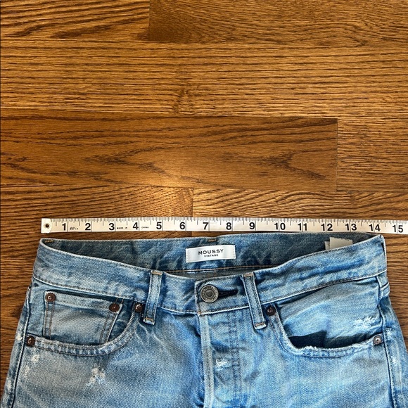 Moussy Vintage MV Raleigh Tapered Jeans 26 light wash distressed knee - Picture 6 of 10